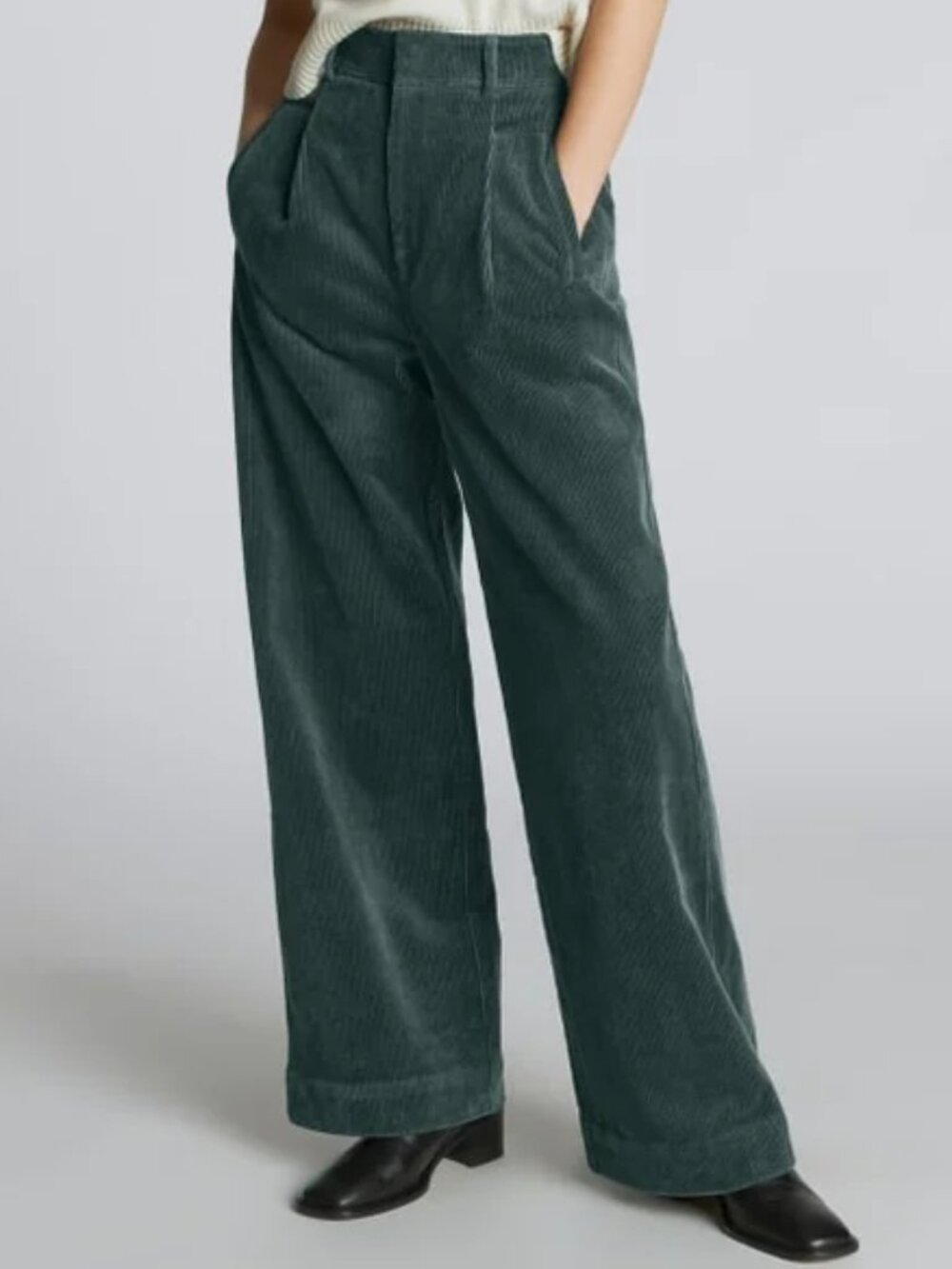 NEW NWOT! EVERLANE THE CORDUROY WAY HIGH DRAPER PANTS WIDE LEG PLEATED TROUSER 2